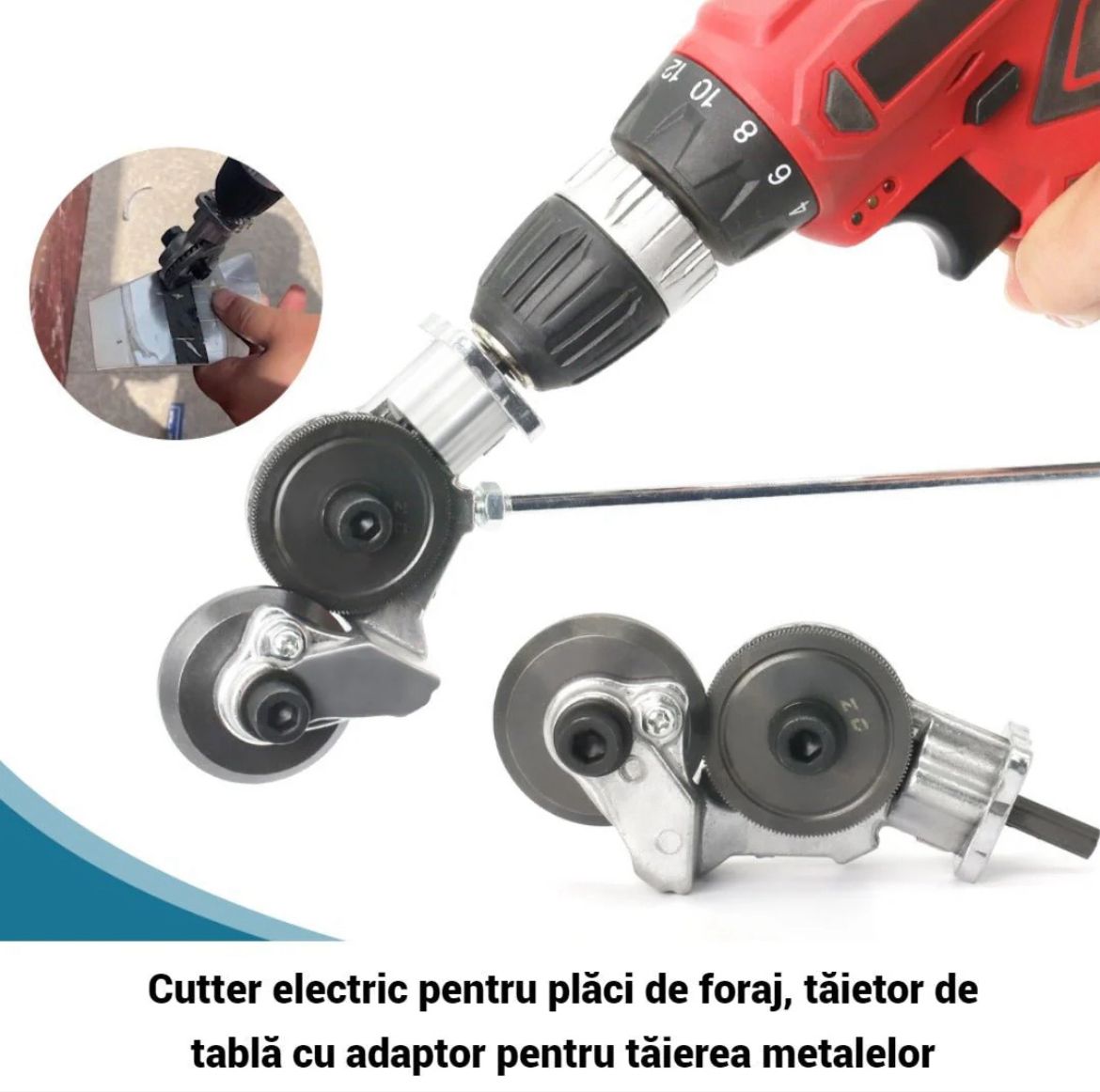 Adaptor de tăiat tablă pentru bormașină