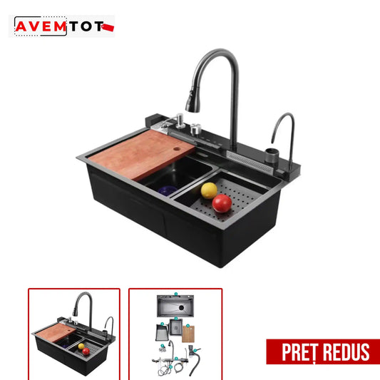 Chiuvetă de bucătărie multifuncțională otel inoxidabil, 75 X 50 X 27 Cm