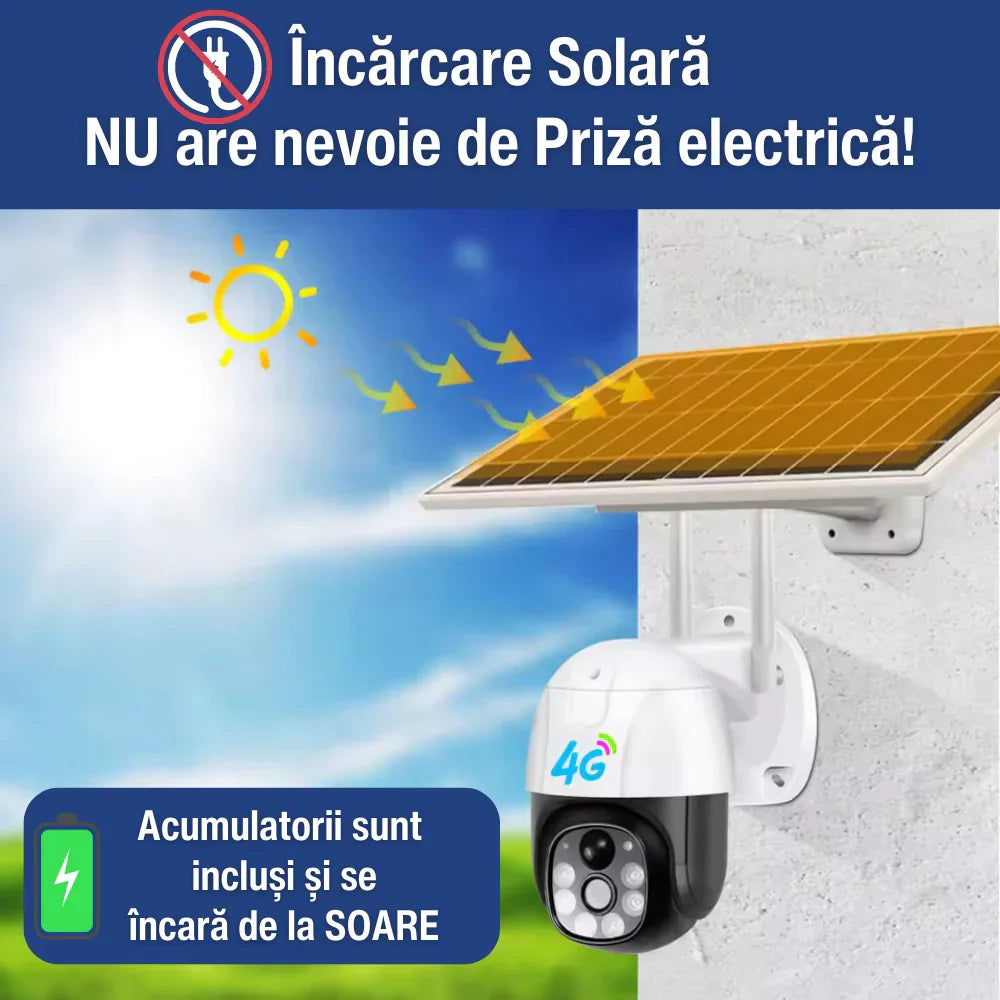 PACHET X 4 Camera Supraveghere LENSO Solara Cartela SIM 5 MP + 4 CARDURI 128GB + 4 CARTELE YOXO