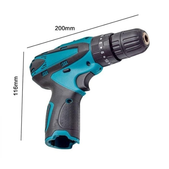 Trusa cu surubelnita electrica fara fir, cu 2 acumulatori, 48V, cu 24 de accesorii incluse, 2 viteze, albastru