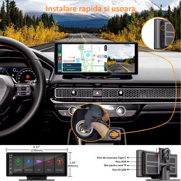 Navigație Auto Universală JRH 10.26″ Touchscreen, Wireless CarPlay/Android Auto, Cameră 4K