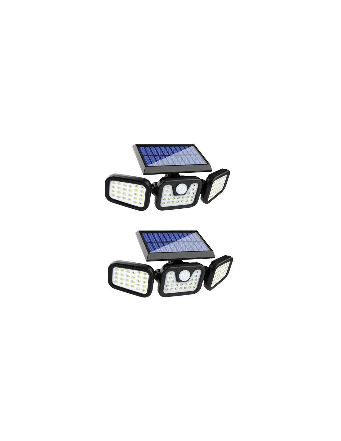 Set 2 x PROIECTOR TRIPLU cu incarcare Solara Senzor de Miscare Prindere pe Perete