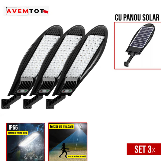 PACHET 2+1 GRATIS! LAMPA SOLARA 1200W LED SENZOR DE MISCARE
