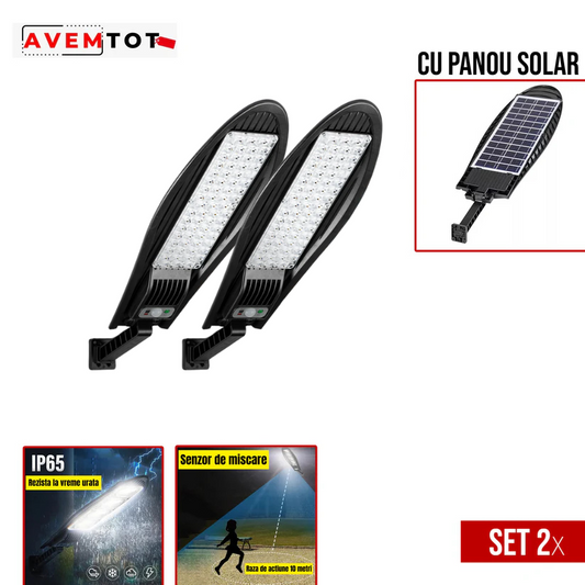 PACHET 1+1 GRATIS! LAMPA SOLARA 1200W LED SENZOR DE MISCARE