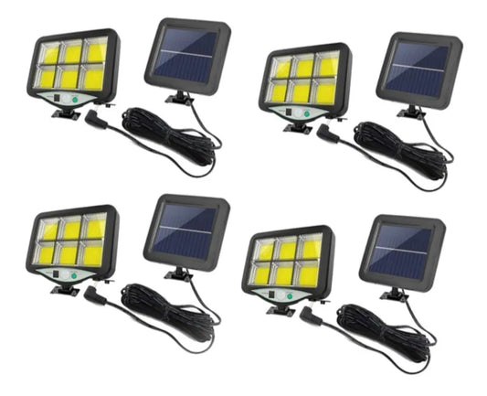 Set 4 x Proiector solar 160 LED  COB senzor de lumina si miscare, cu panou separat