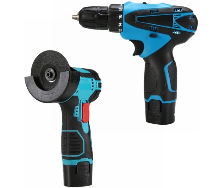 Set Polizor unghiular & Mașină de găurit cu impact 48V cu 2 baterii + 15 discuri cadou