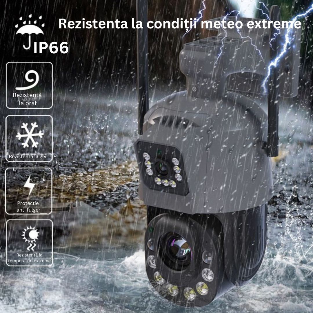 Cameră de Supraveghere PTZ 6MP HD, Conexiune WiFi , Zoom Optic 36X, Night Vision 120m, Detectare Mișcare Umană, Microfon si Difuzor Bidirecționale, Rezistenta la apa IP66