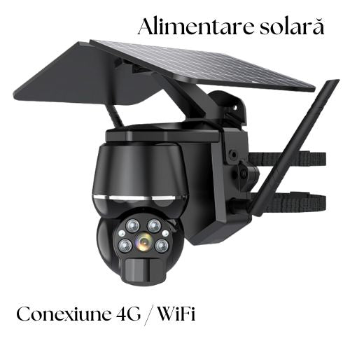 Cameră Supraveghere 5MP 4G/WiFi, Panou Solar, PTZ, Detectare Mișcare, Rezistentă la Apă