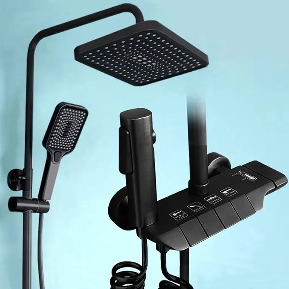 Set de Dus Lux Black - Cu Afisaj Digital si Functie Termostatica Rotire 360