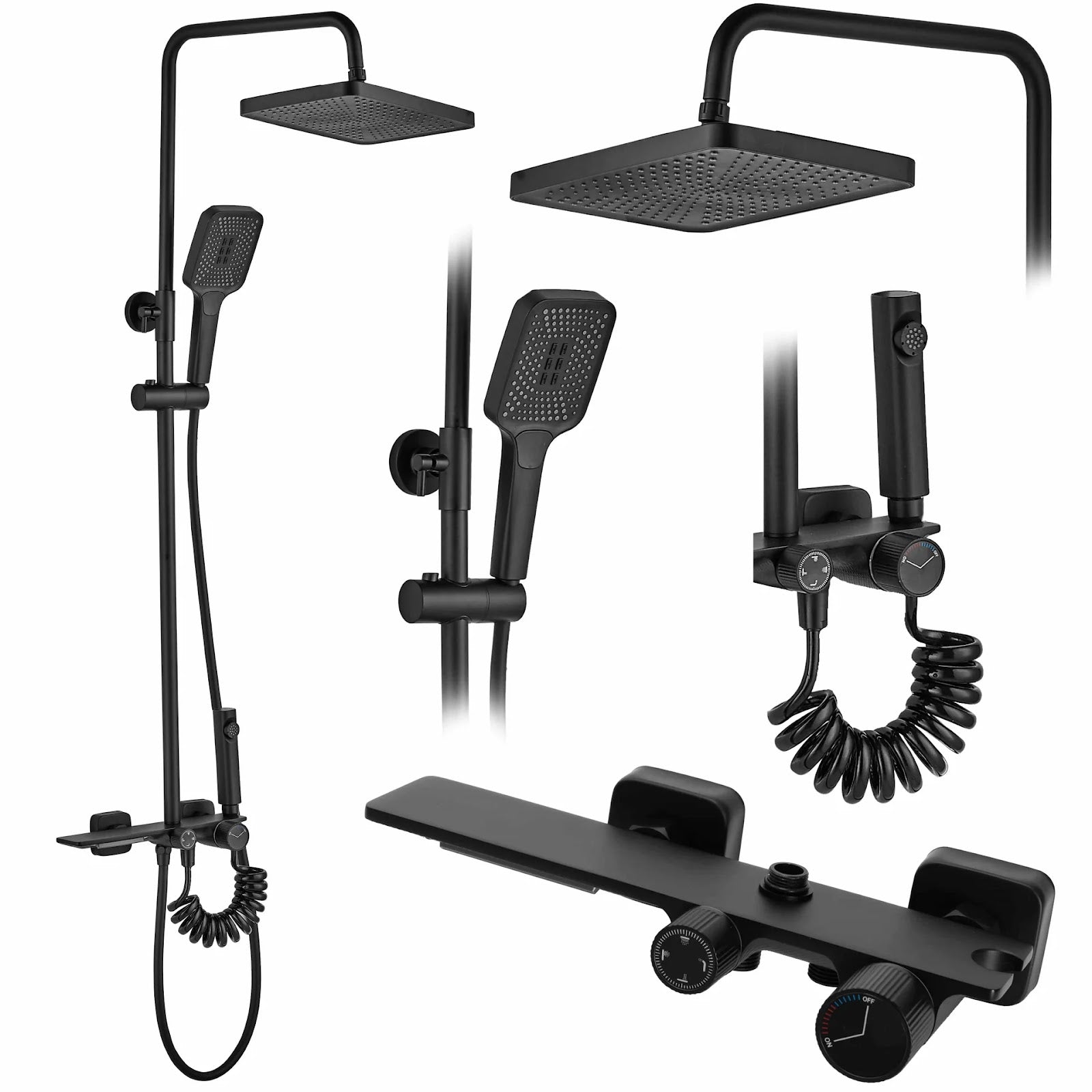 Set de Dus Lux Black - Cu Afisaj Digital si Functie Termostatica Rotire 360