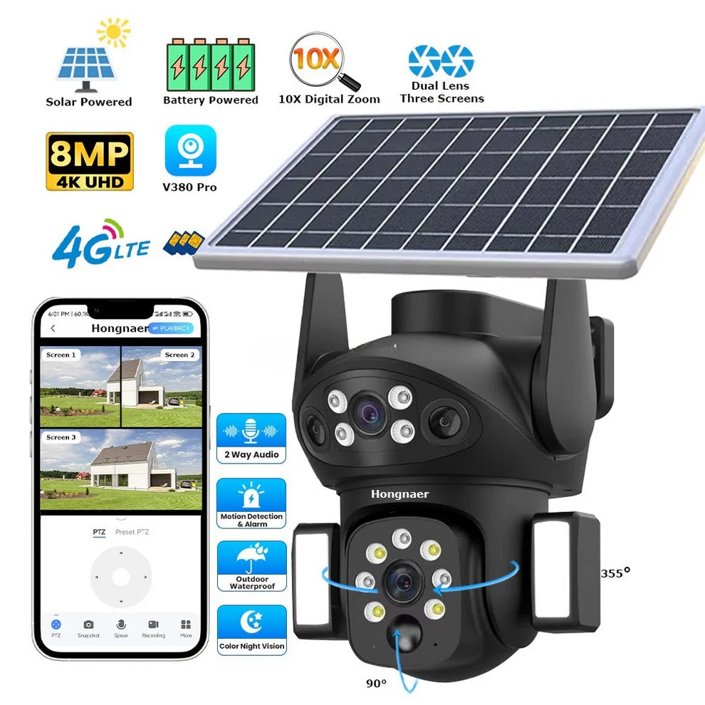 CAMERA SOLARA DUBLA + CARD 128GB