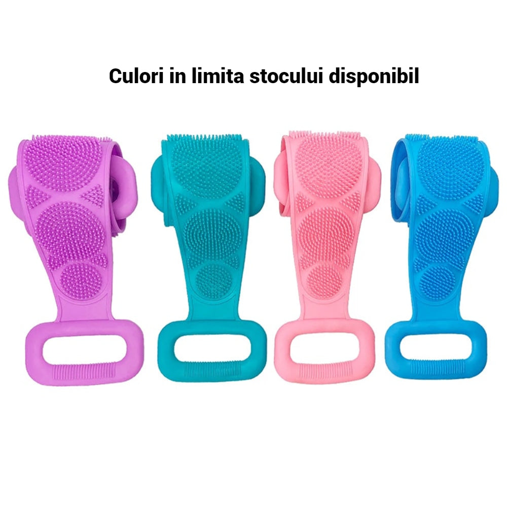 Perie Exfolianta Dubla din Silicon pentru Corp si Spate - Masaj si Curatare Profunda
