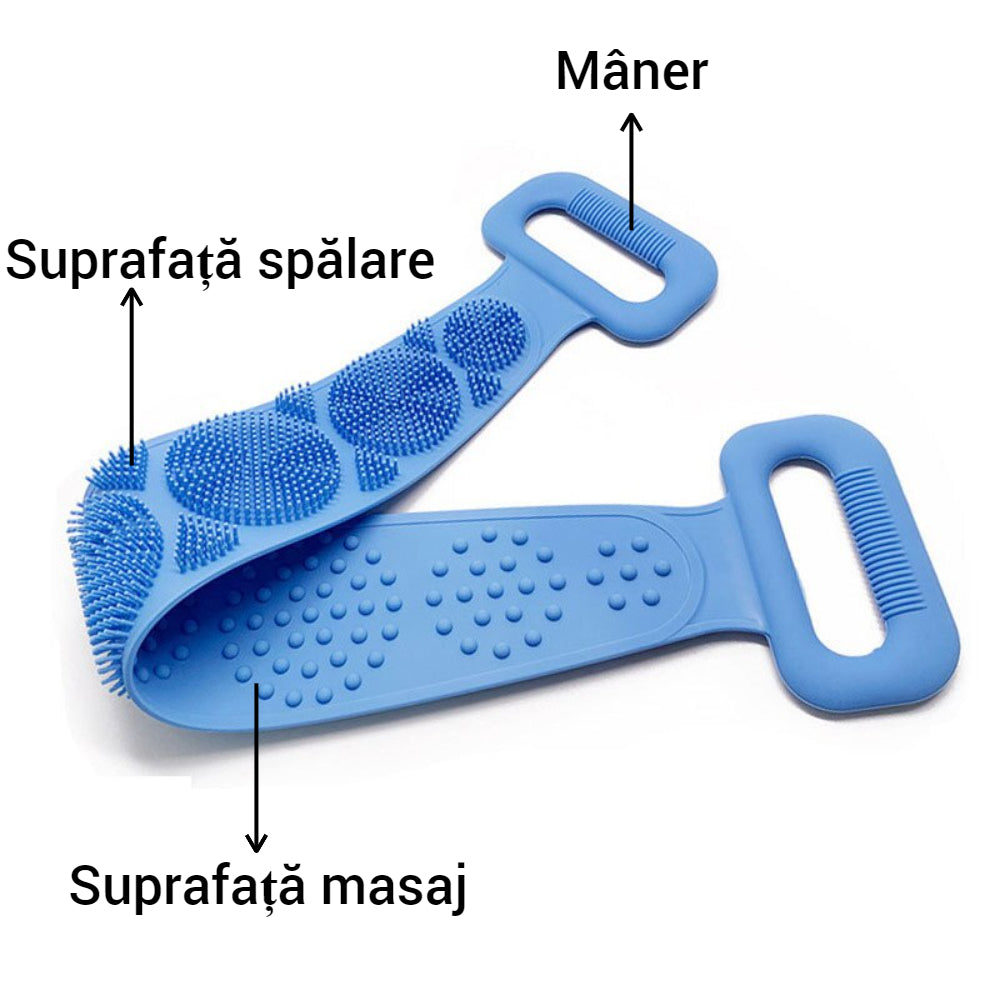 Perie Exfolianta Dubla din Silicon pentru Corp si Spate - Masaj si Curatare Profunda