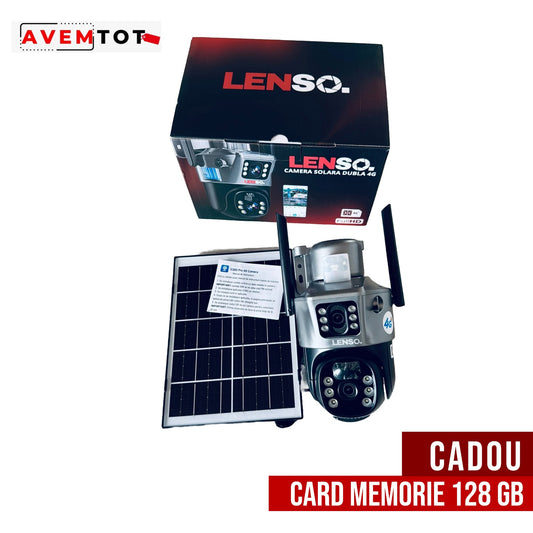 Camera Supraveghere LENSO 4G Dubla + CARD 128 GB