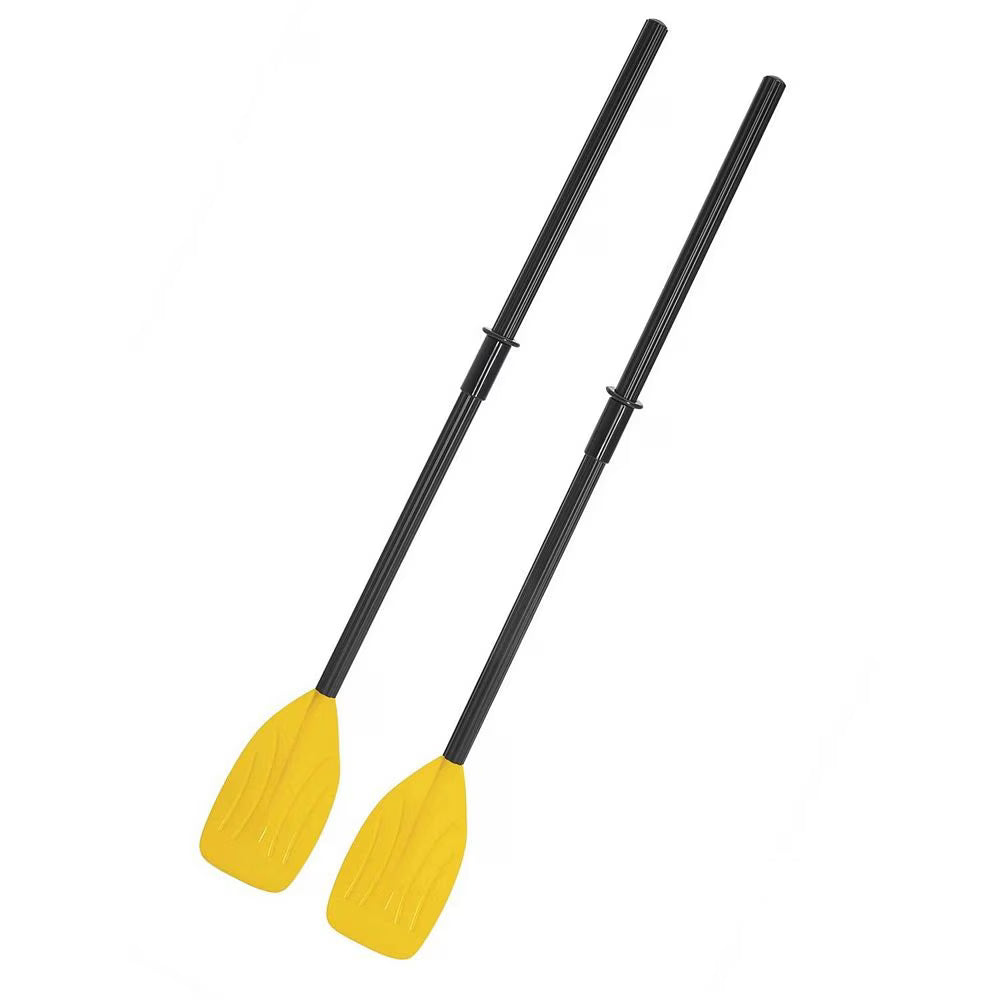 Barca gonflabila Bestway, fabricata din PVC, 3 camere de aer, doi adulti si un copil, 2 vasle din plastic, sarcina maxima 200 kg, pompa cu piston inclusa, 246 x 122 cm