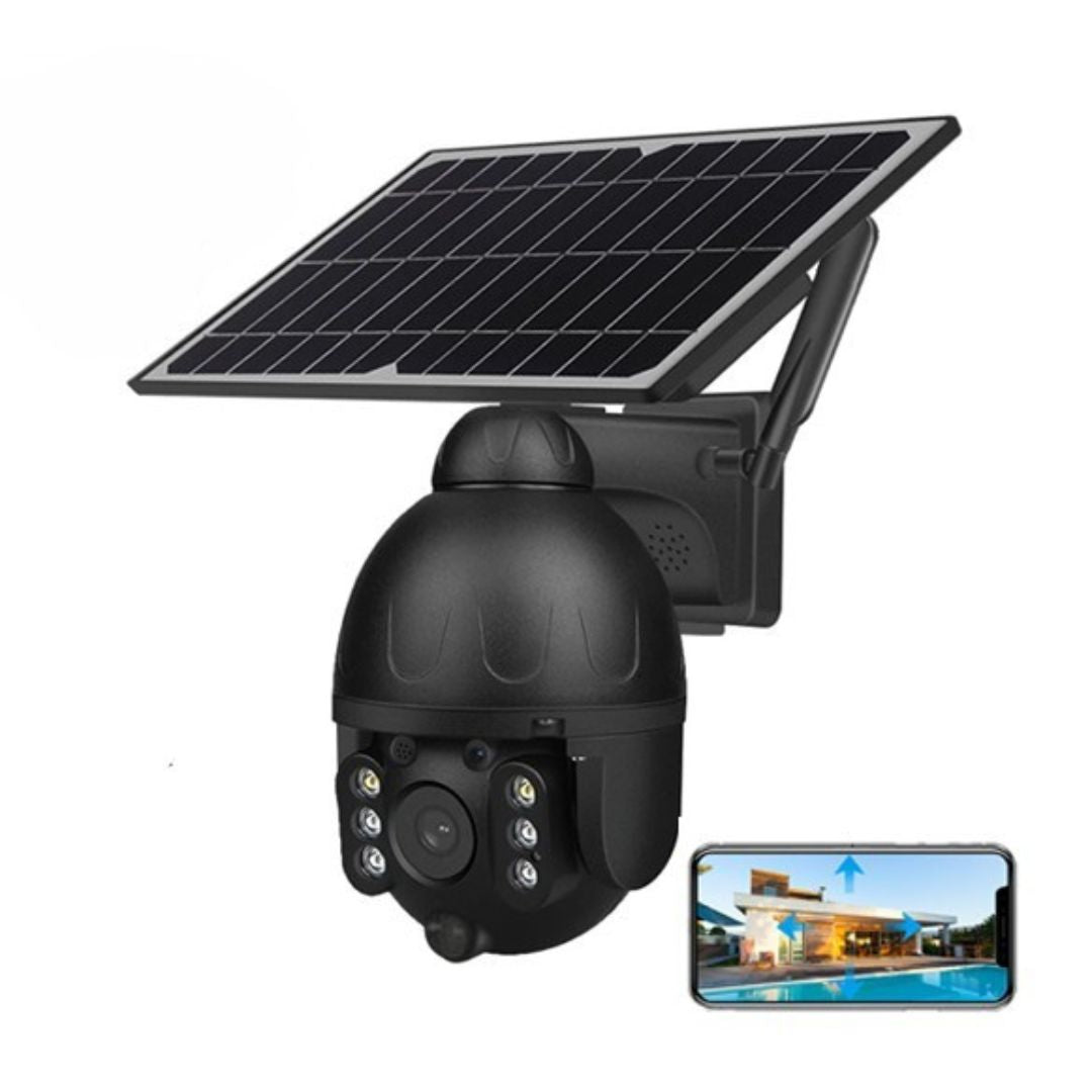 Cameră de Supraveghere cu Încărcare Solară 4G 8K, Night Vision 35m, PTZ (Rotire și Zoom Controlabile din Aplicație), Detectare Mișcare PIR (Identificare Forme Umane), Microfon și Difuzor Bidirecționale, IP66, Stocare MicroSD 128GB