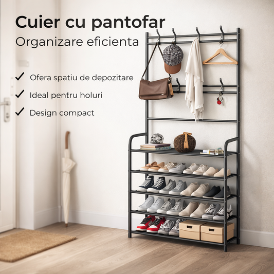 Cuier cu Pantofar Metalic – 5 Rafturi