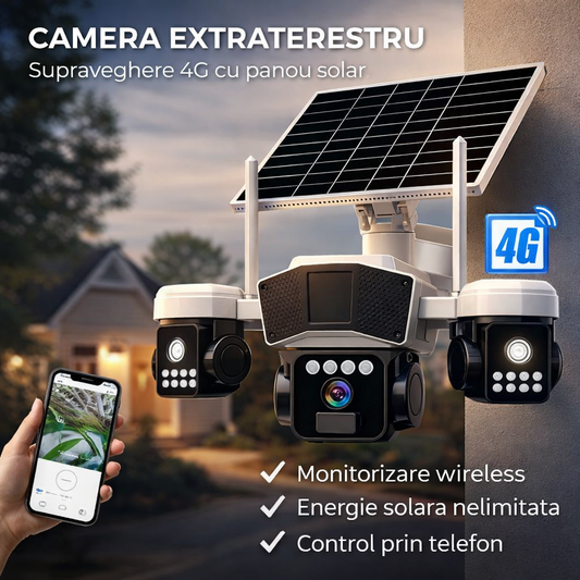 Camera de supraveghere  3in1 cu panou solar, conexiune SIM 4G, 9MP EXTRATERESTRU