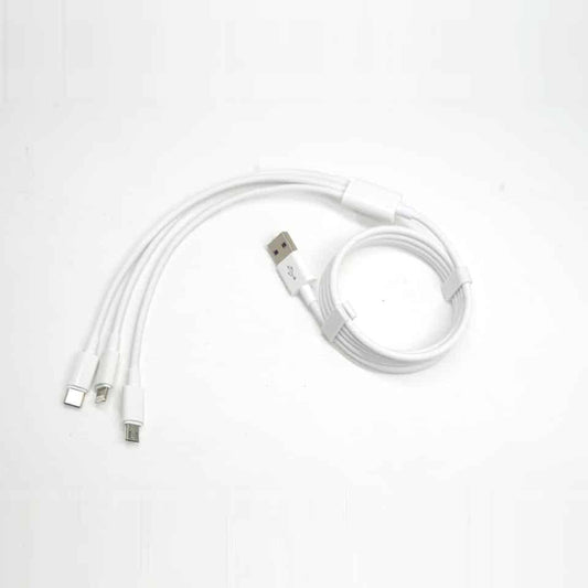 USB cable 3 in 1 JRH SX – 21, USB-micro USB/USB-C/iphone compatible, 3A, 1.2 m, white