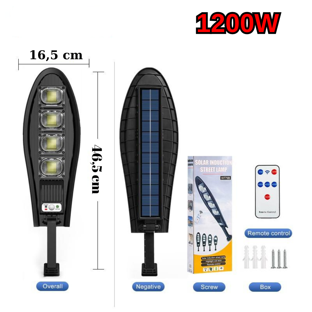 PACHET 2 X Lampa Solara STRADALA, 1200W, 4 LED-Uri, Negru