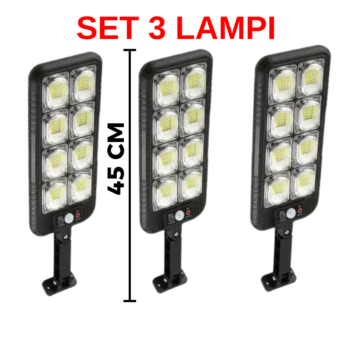 AZI LA OFERTA!! SET 3x Lampa stradala 200 LED 3 MODURI DE FUNCTIONARE, TELECOMANDA INCLUSA