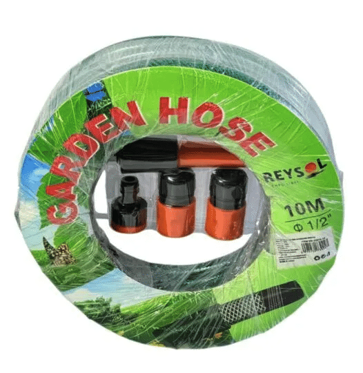 Furtun de gradina ranforsat, 1/2″, 20m lungime, cu adaptoare si pistol pentru udat, Verde