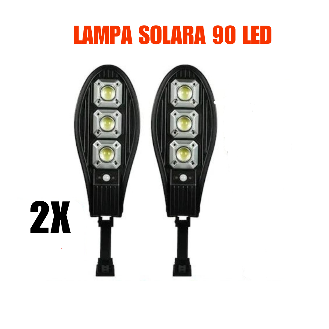 Set 2 x Lampa Solara stradala 90 LED-uri, 3 moduri de functionare, cu telecomanda. Lichidare de stoc! Acum, şi transport gratuit!