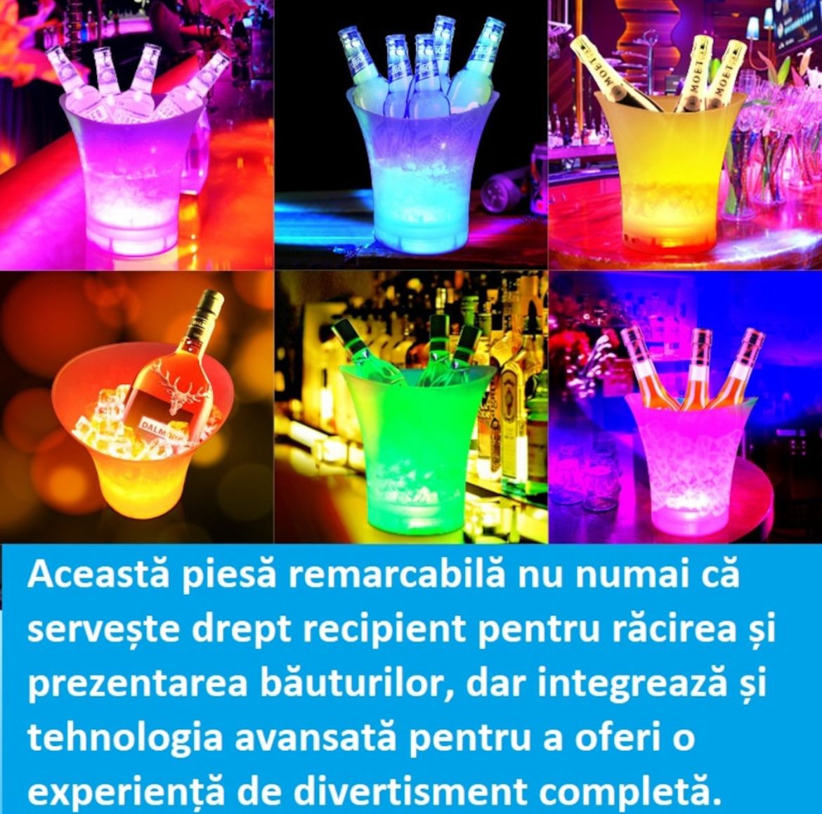 Frapieră cu Bluetooth și Iluminare LED – Portabilă, Elegantă, Multifuncțională