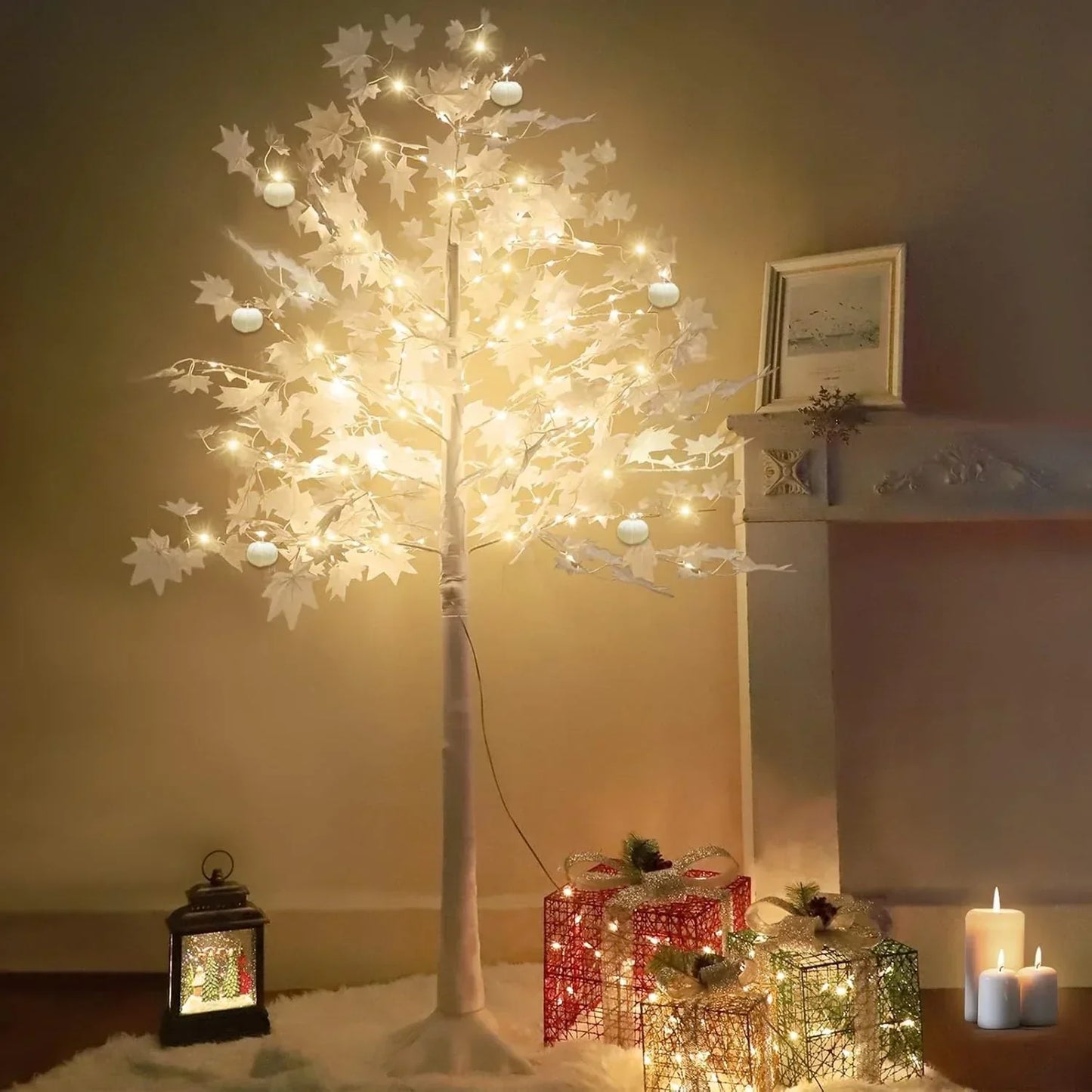 Copac Decorativ Iluminat cu 200 LED-uri, 180 cm Inaltima, Lumina Calda