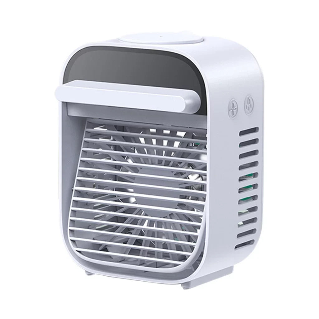 mini Răcitor de aer și umidificator, ventilator personal de birou cu 3 viteze, ventilator pentru aer condiționat, mini răcitor de aer, circulator portabil pentru ventilator personal, lumină de noapte LED pentru casă și birou și în aer liber