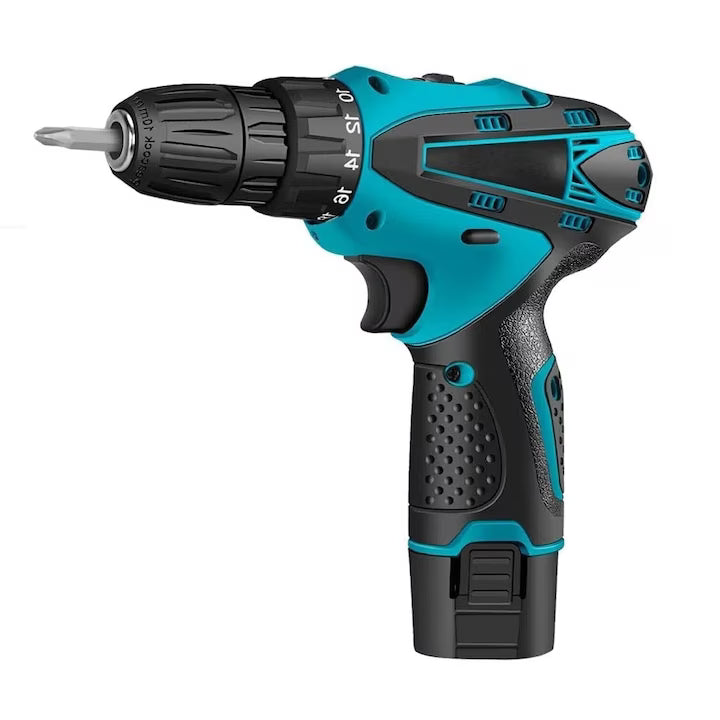 Trusa cu surubelnita electrica fara fir, cu 2 acumulatori, 48V, cu 24 de accesorii incluse, 2 viteze, albastru