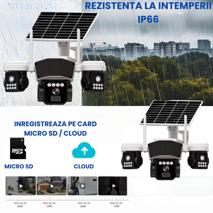 Camera de supraveghere  3in1 cu panou solar, conexiune SIM 4G, 9MP EXTRATERESTRU