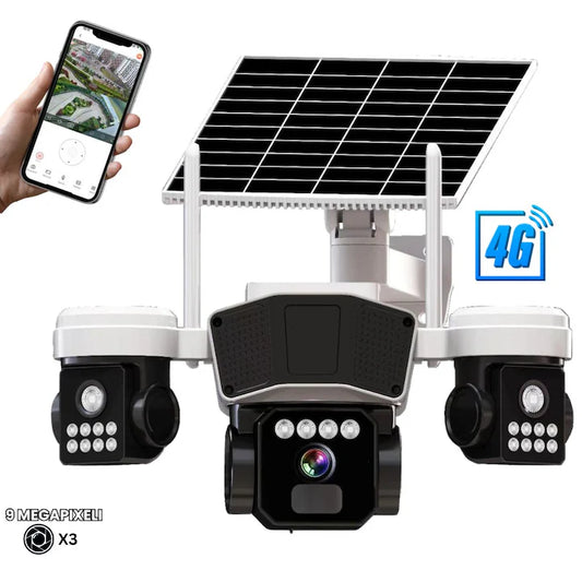 Camera de supraveghere  3in1 cu panou solar, conexiune SIM 4G, 9MP EXTRATERESTRU