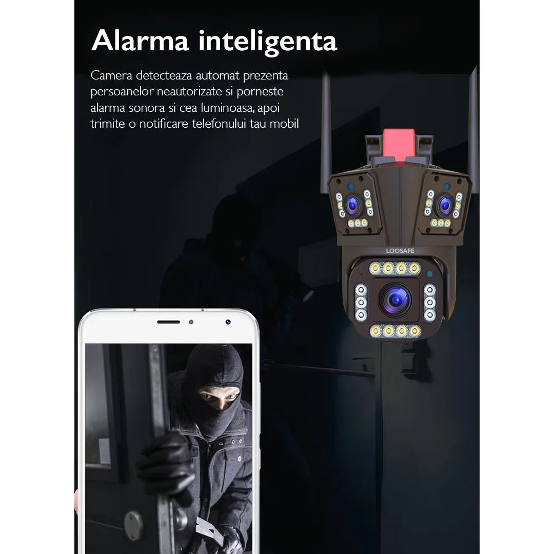 Camera de Supraveghere Tripla WIFI, 12MP + CAMERA JORTAN CADOU