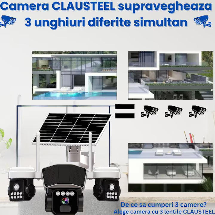 Camera de supraveghere  3in1 cu panou solar, conexiune SIM 4G, 9MP EXTRATERESTRU
