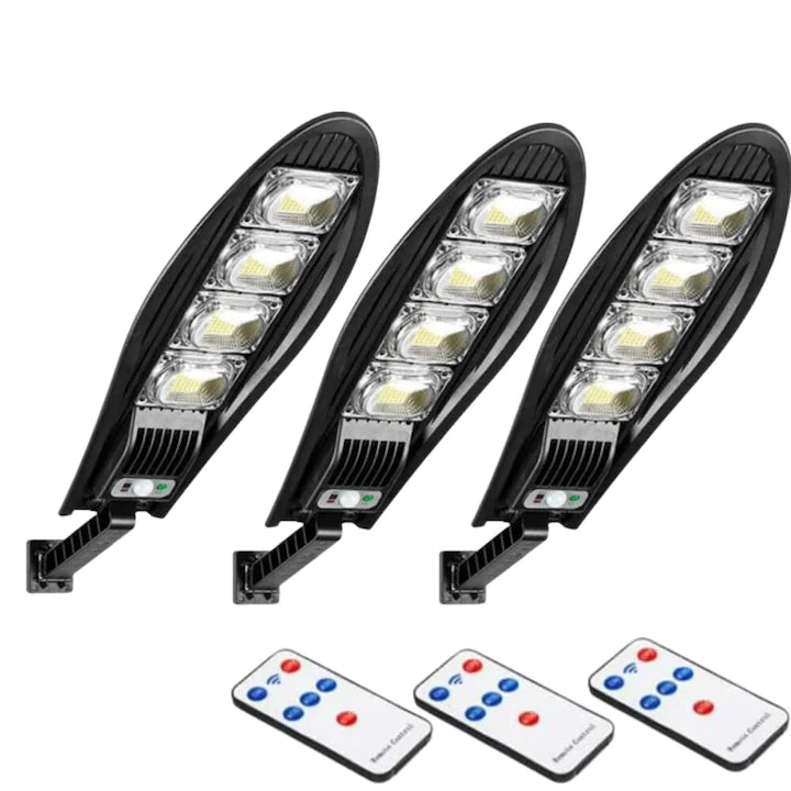 PACHET 3 X Lampa Solara STRADALA, 1200W, 4 LED-Uri, Negru