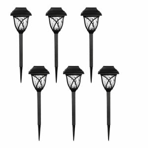 Set 6 lampi solare pentru gradina tip felinar negre