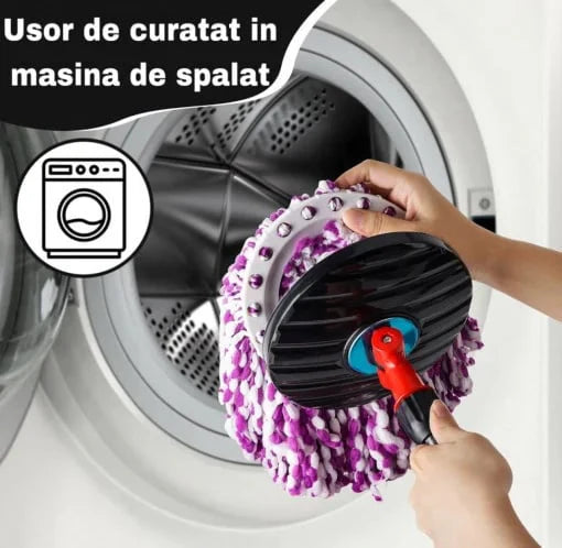 Mop Magia Casei cu 4 Rezerve + Perie , Cuva de inox, Coada 146 cm