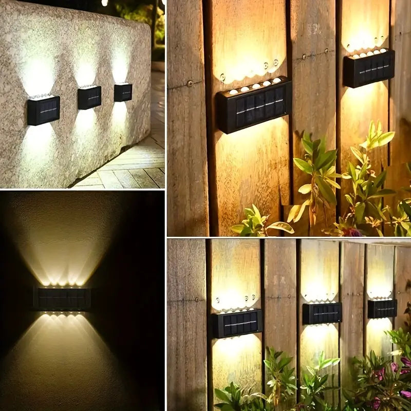 SET  10 LAMPI SOLARE DE PERETE PENTRU EXTERIOR, ILUMINARE IN SUS SI IN JOS