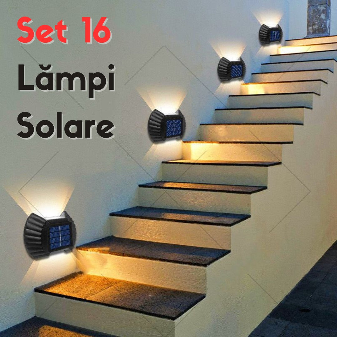 SET 16 LAMPI SOLARE DE PERETE PENTRU EXTERIOR IN FORMA DE SCOICA