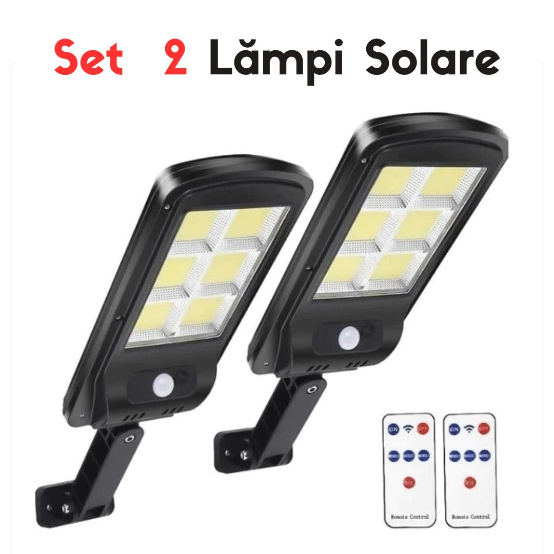 SET 2 X LAMPI CU INCARCARE SOLARA 6 CELULE, 120 LED-URI, TELECOMANDA