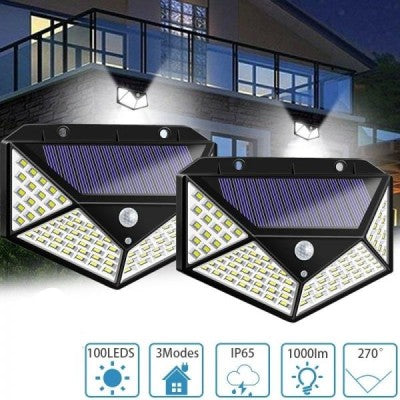 Set 2 x Lampa Solara 100 Led cu senzor de miscare